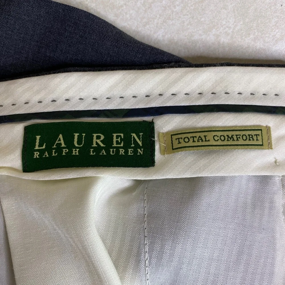 Lauren Ralph Lauren Mens 36W 30L Dress Pants Charcoal Gray 100% Wool-Lightweight